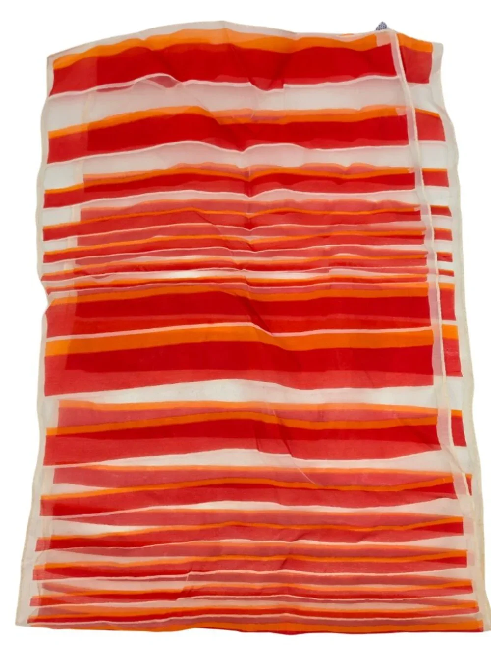 Vtg 60s 70s Mod B&H Japan Nylon Scarf Colorful Orange Sheer Stripe 42